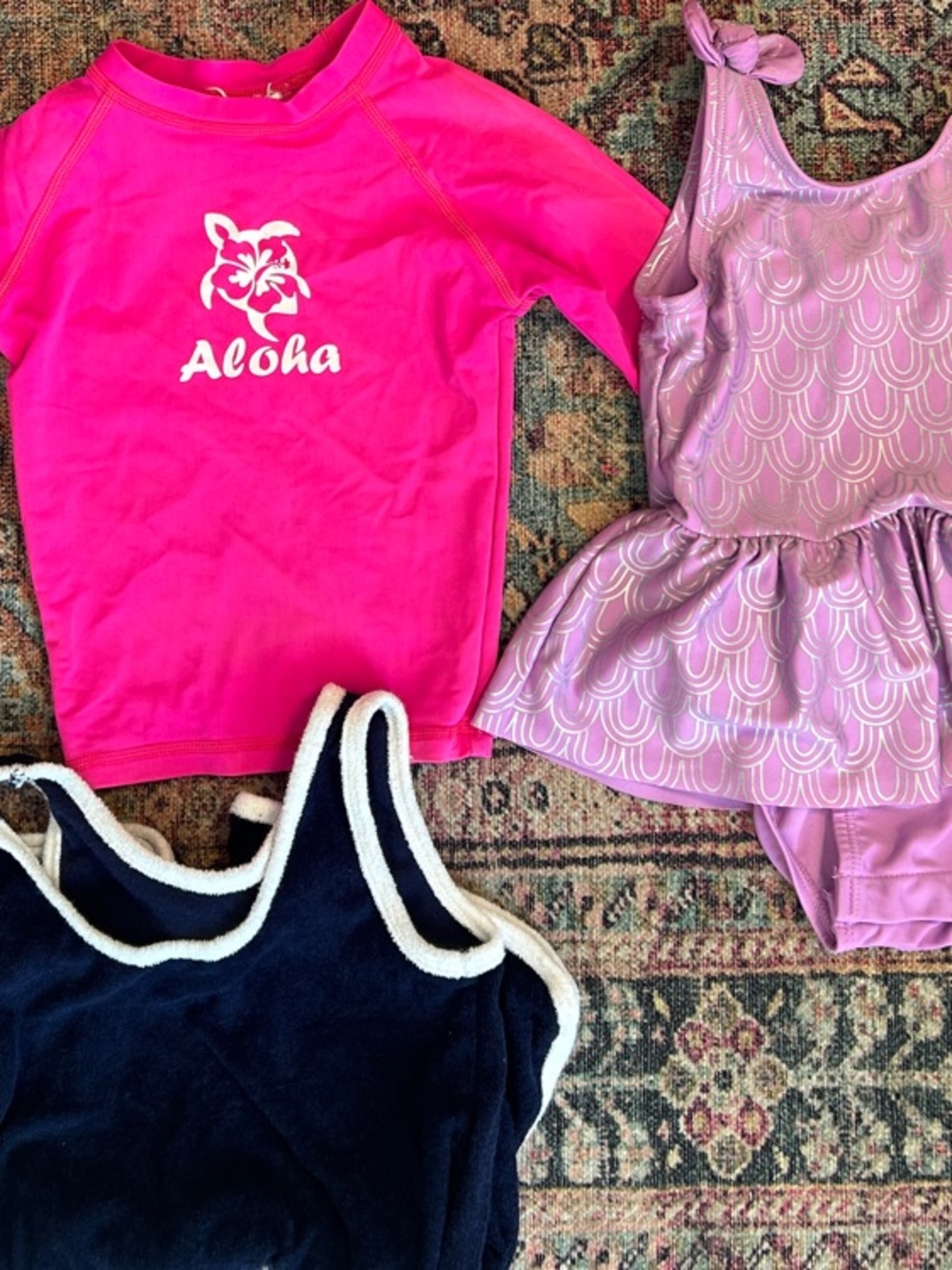 Cat & Jack girls summer purple swim suit bundle